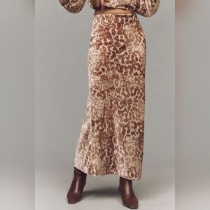 Anthropologie The Tilda Maxi Slip Skirt: Velvet Edition, Neutral Pattern, XS